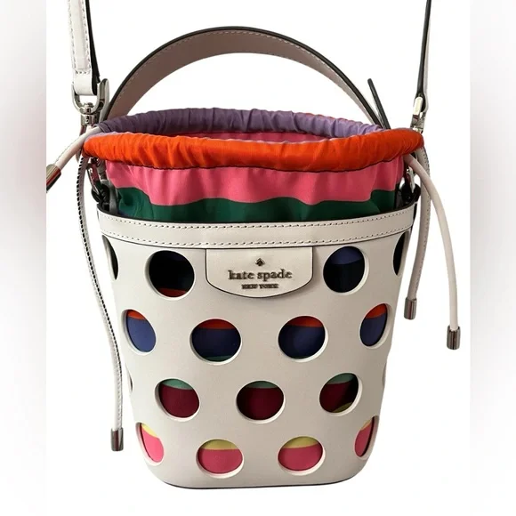 Kate Spade Novelty Pippa Perforated Dot Bucket Crossbody Bag ♠️ - Picture 5 of 10